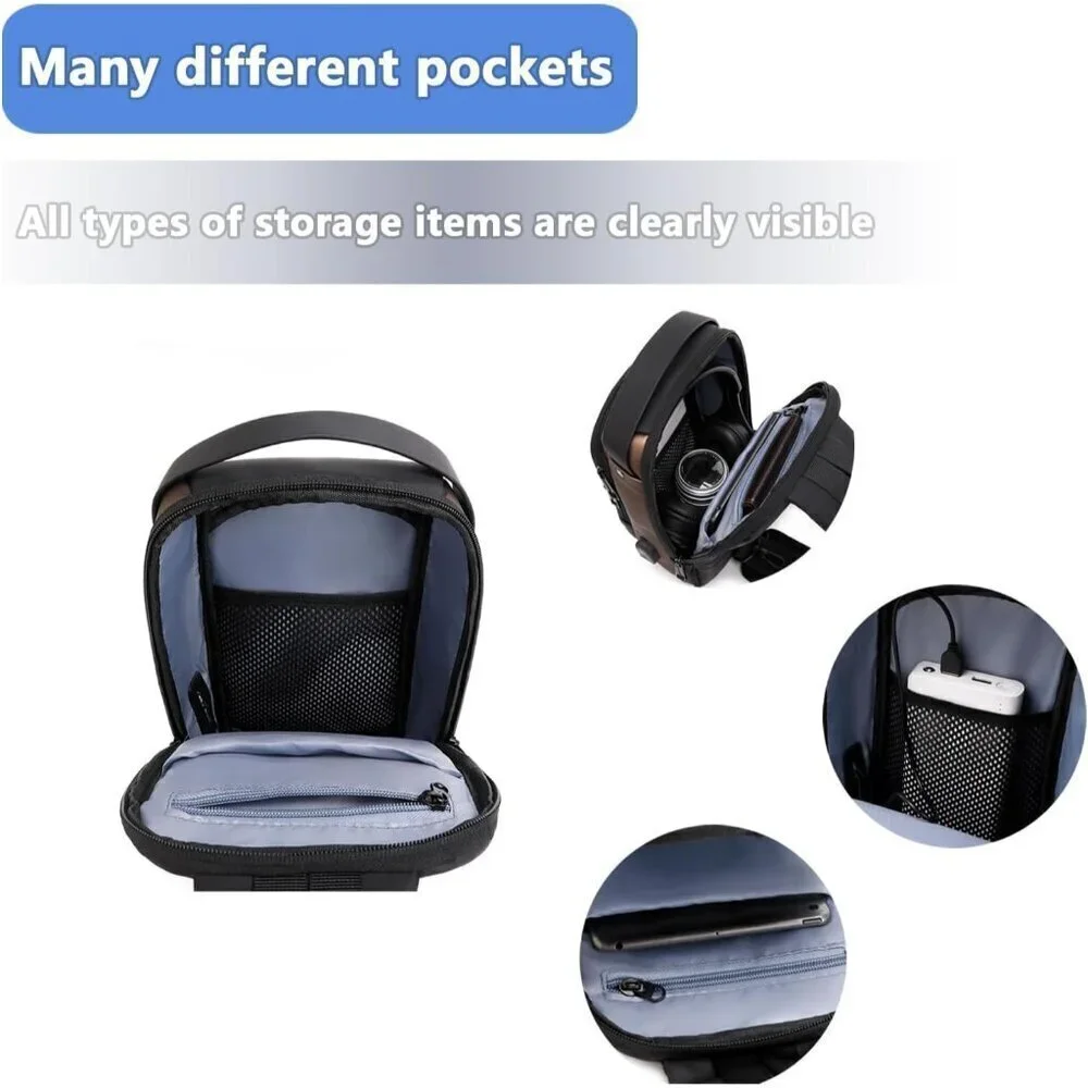 💫 Men Black PU Leather Crossbody Sling Anti-theft Chest Daily Shoulder Bag
